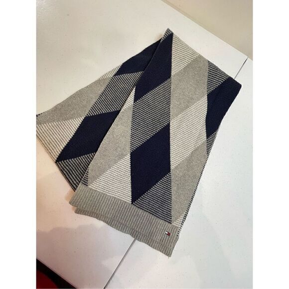 Tommy Hilfiger mens blue gray scarf - Picture 1 of 4